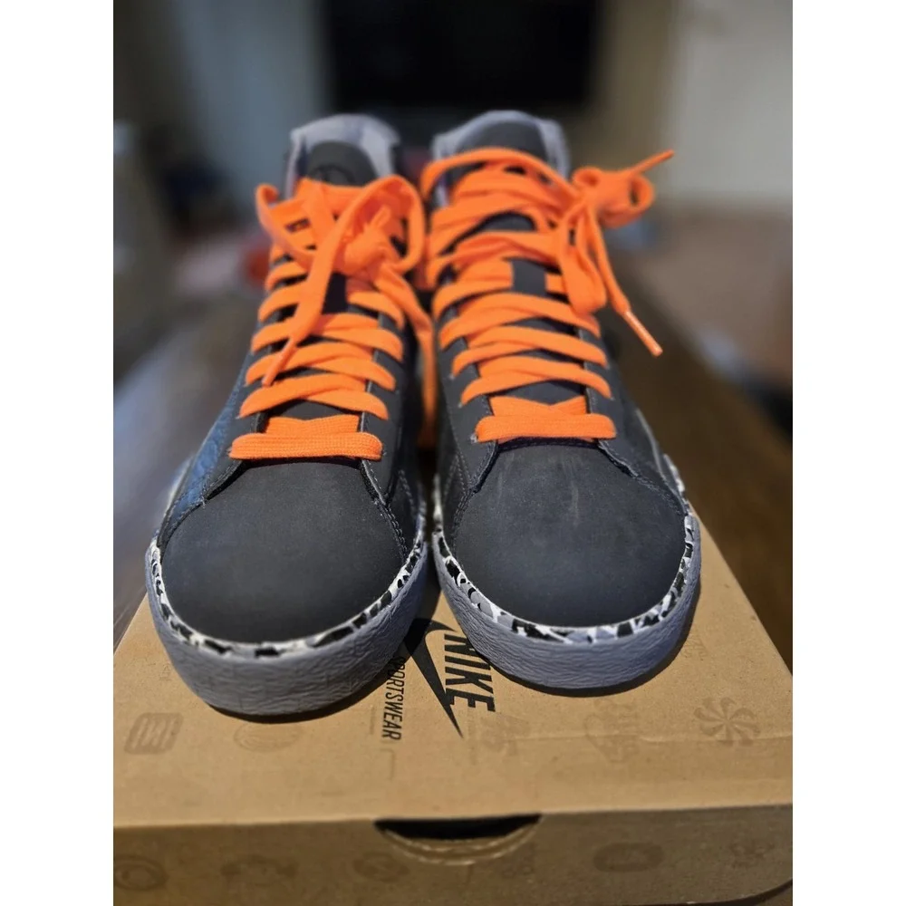 Nike Blazer Mid GS Peace Dark Shadow Black Orange Shoes 318705-009 Size 6Y